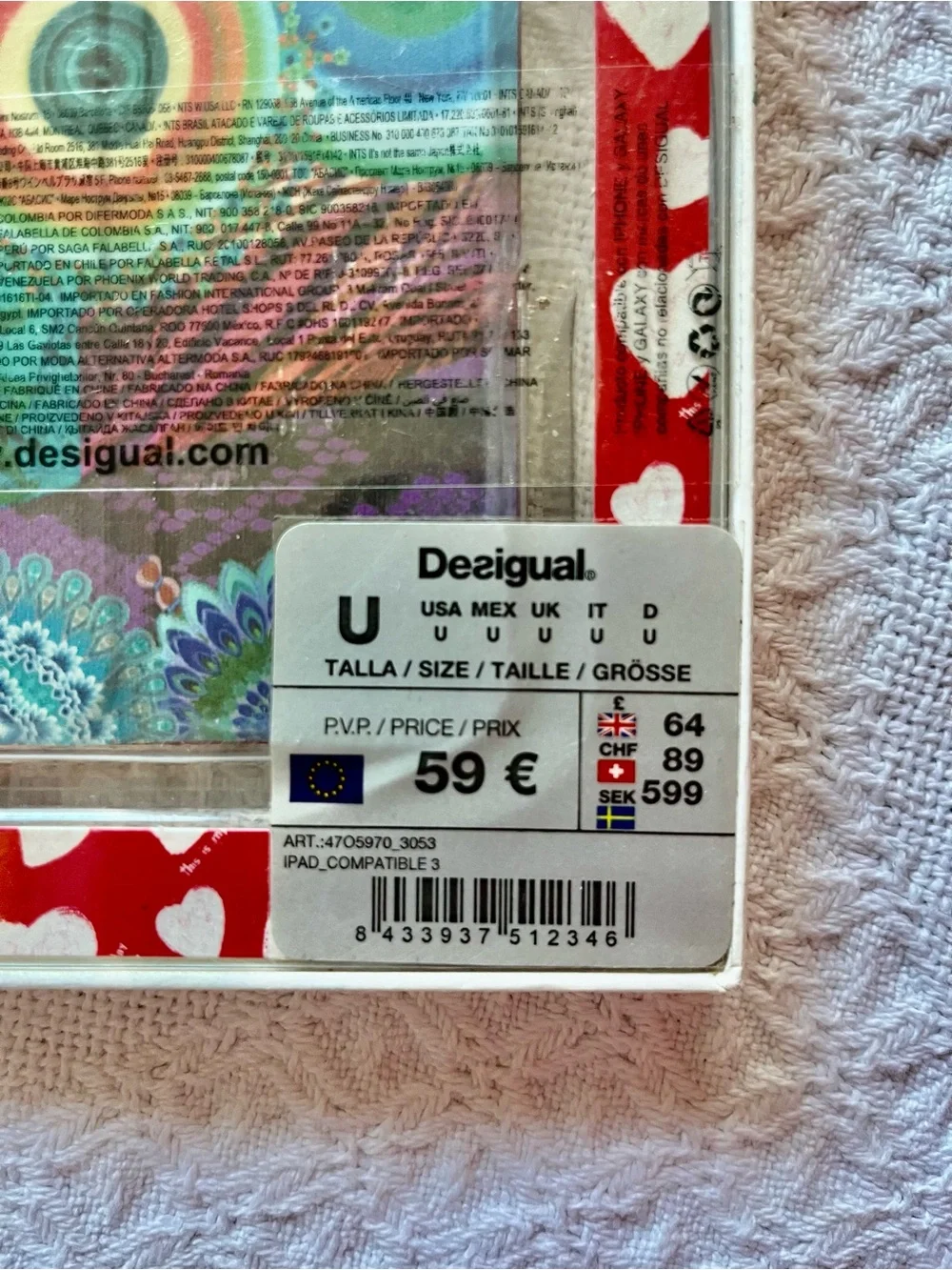 Desigual iPad Tablet Case in Bright Bold Floral & Circular Pattern Blue Pink Red